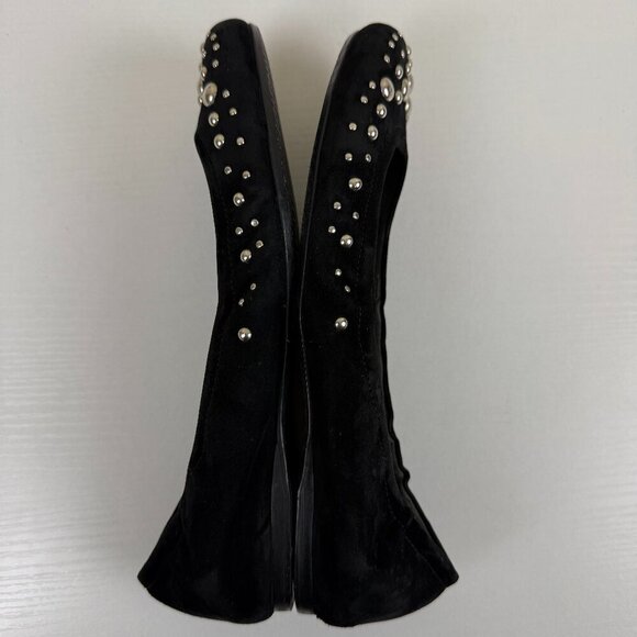 EUC Stuart Weitzman Black Suede Ballet Flats Studded - Picture 6 of 10